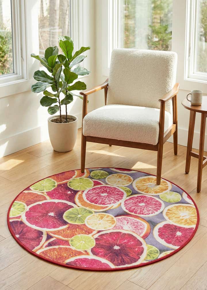 3' 3 x 3' 3 Easy-Clean Jill Zarin Caribbean Indoor / Outdoor Round Rug