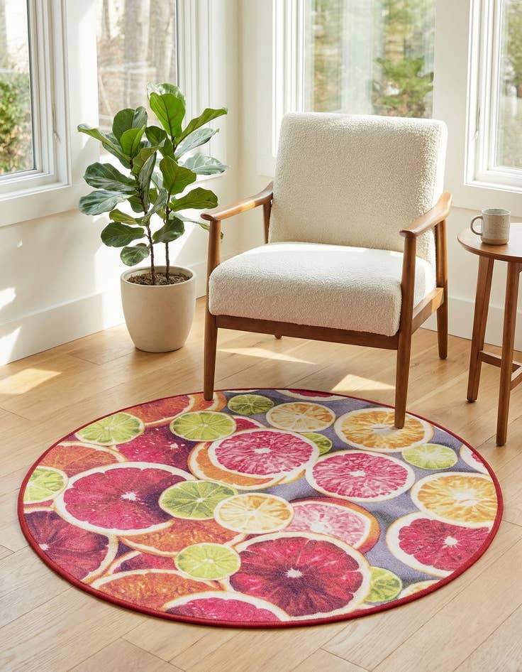 Detail image of 3' 3 x 3' 3 Easy-Clean Jill Zarin Caribbean Indoor / Outdoor Round Rug