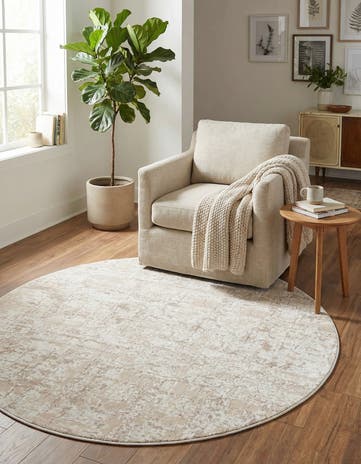 Jill Zarin Beige Uptown Lexington Avenue Round Rug
