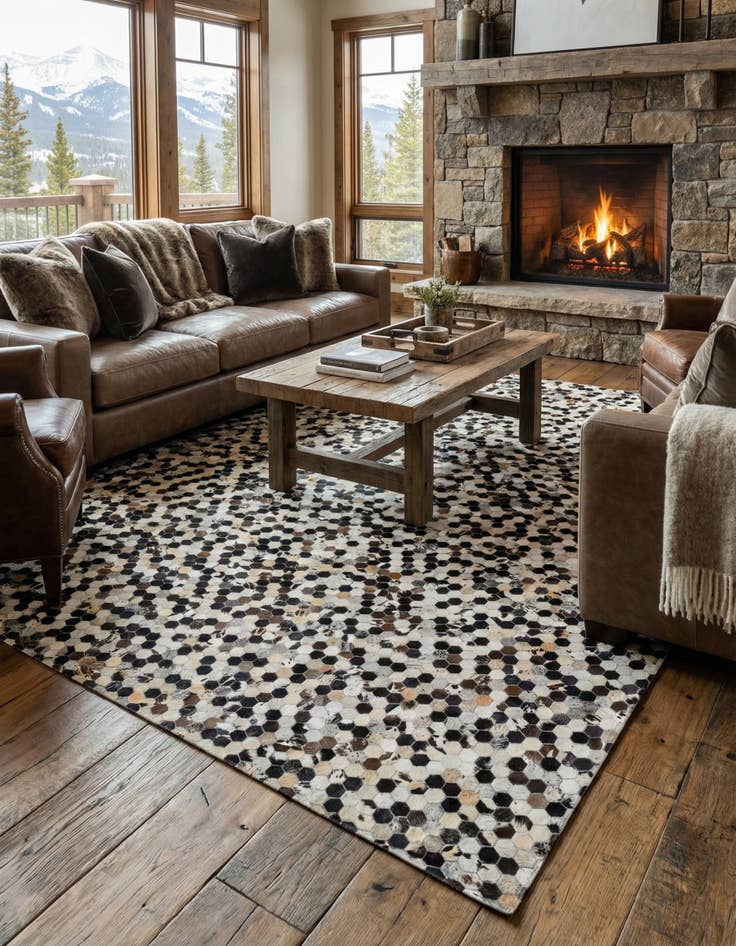 Detail image of 8' 1 x 10' Cowhide Leather Rug