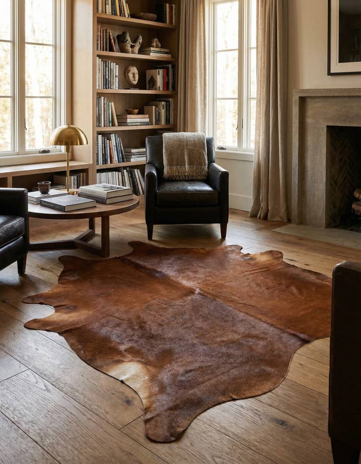 Detail image of 6' 7 x 7' 1 Cowhide Leather Square Rug
