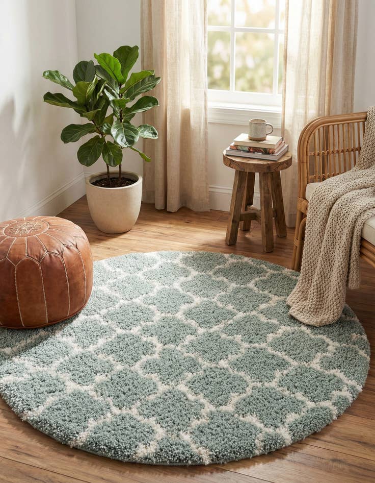 Detail image of  4' x 4' Moroccan Shag Round Rug