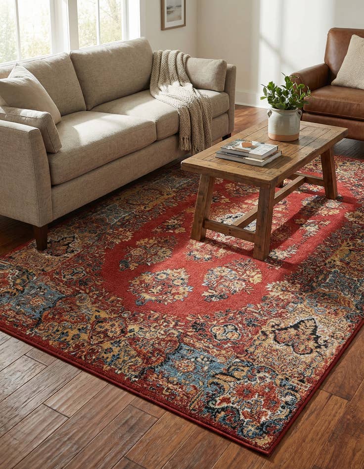 Detail image of 5' 3 x 8' Easy-Clean Traditional Indoor / Outdoor Rug