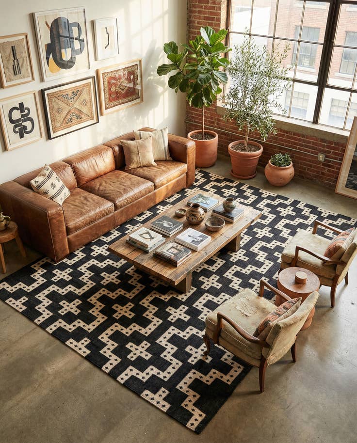 Detail image of 9' x 12' Hand Woven Kilim Wool Rug