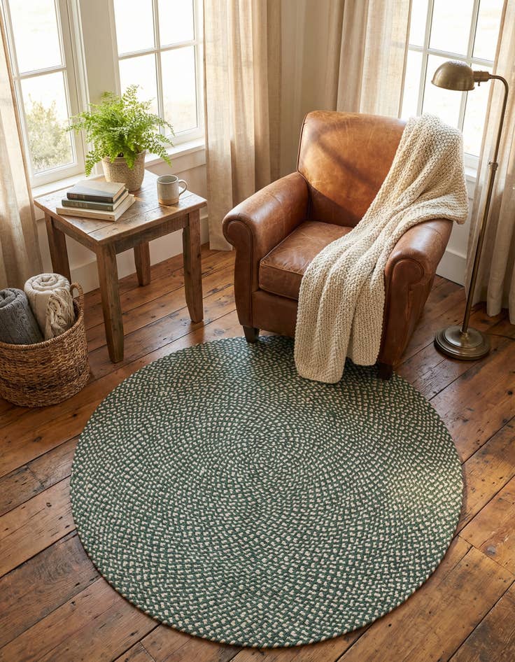 Detail image of 4' 1 x 4' 1 Handmade Tweed Braided Jute Round Rug