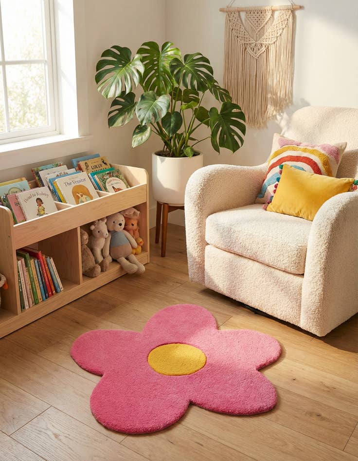 Detail image of 2' 2 x 2' 2 Happy Rugs Funky Flower Wool Round