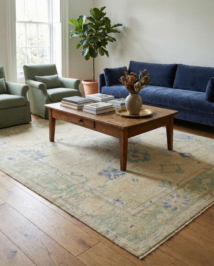 7' 3 x 9' 7 Hand Knotted Oushak Wool Rug