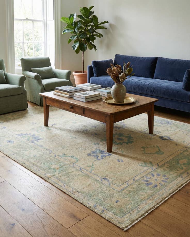 Detail image of 7' 3 x 9' 7 Hand Knotted Oushak Wool Rug