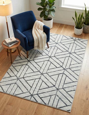 White Lattice Trellis Rug