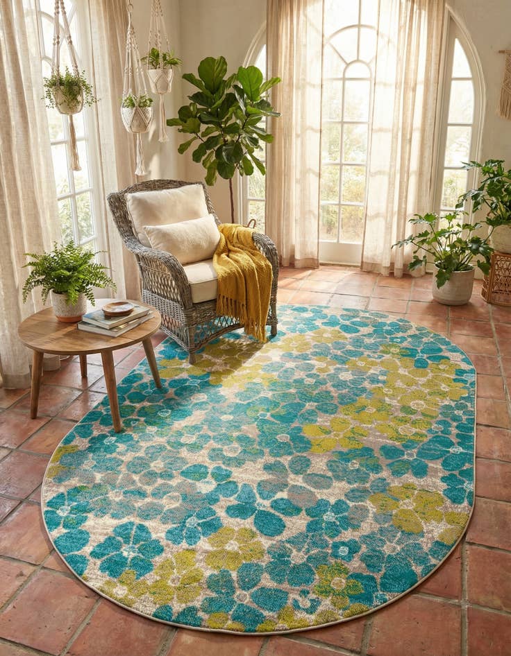 Detail image of 5' 3 x 8' Azalea Oval Rug