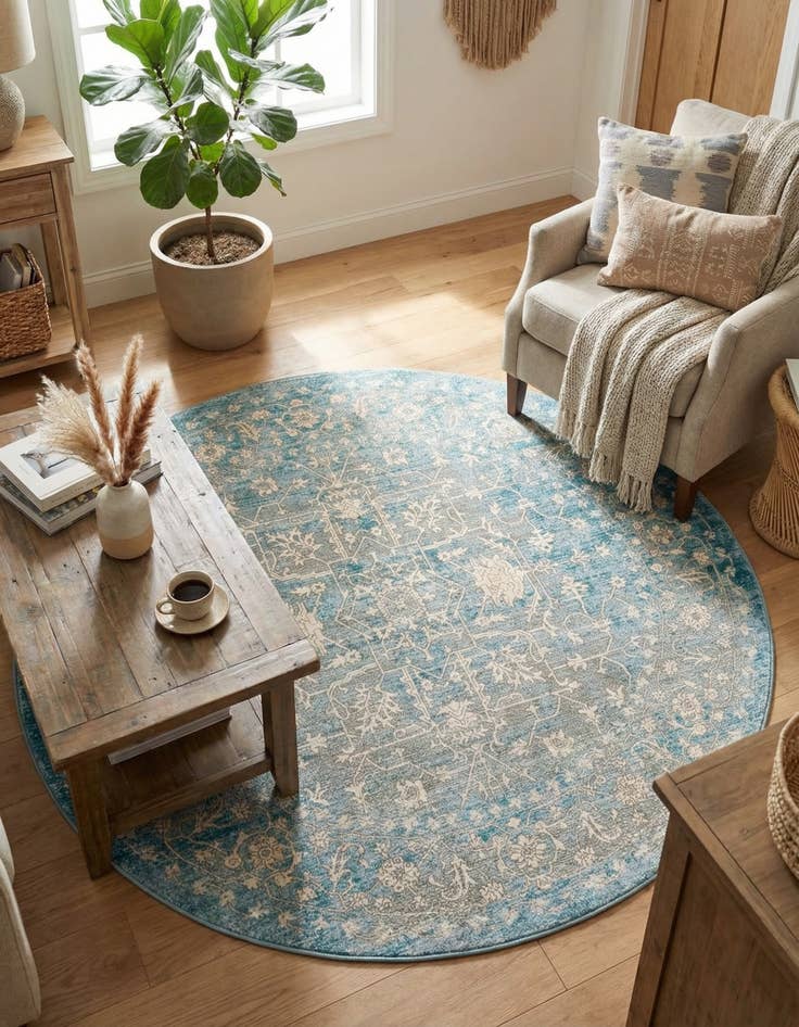 Detail image of 5' x 5' New Vintage Round Rug