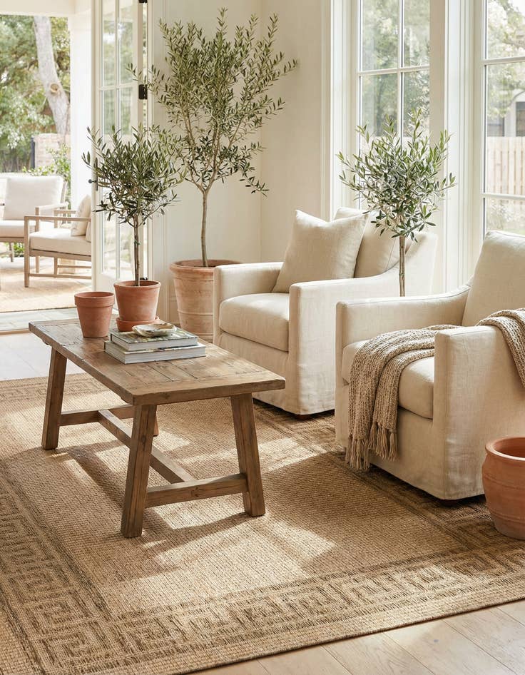 Detail image of 5' 3 x 8' Washable Border Indoor / Outdoor Rug