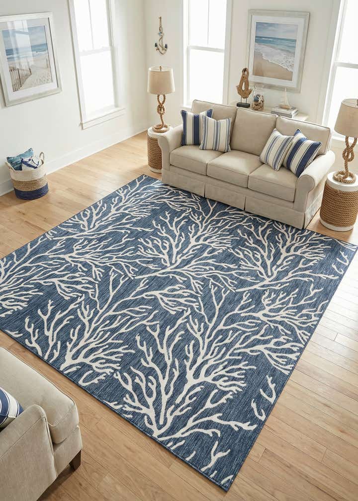 10' x 10' Easy-Clean Coastal Indoor / Outdoor Square Rug