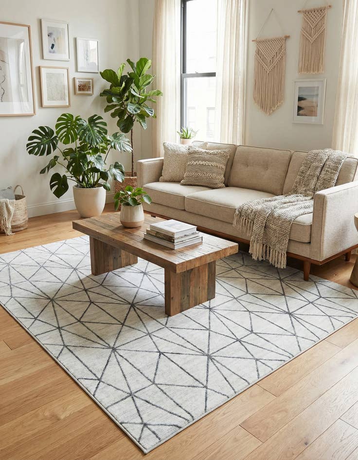 Detail image of 7' x 7' Lattice Trellis Square Rug