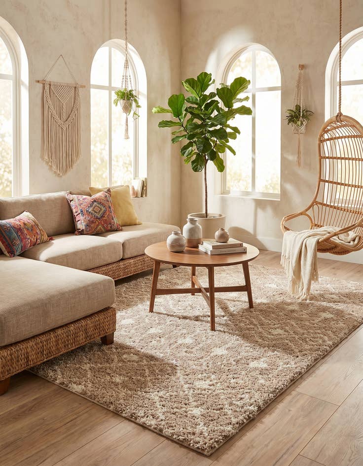 Detail image of 7' 10 x 10' Moroccan Trellis Shag Rug