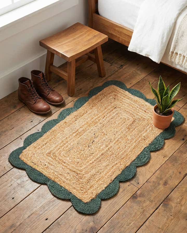 2' x 3' 1 Handmade Scallop Braided Jute Rug