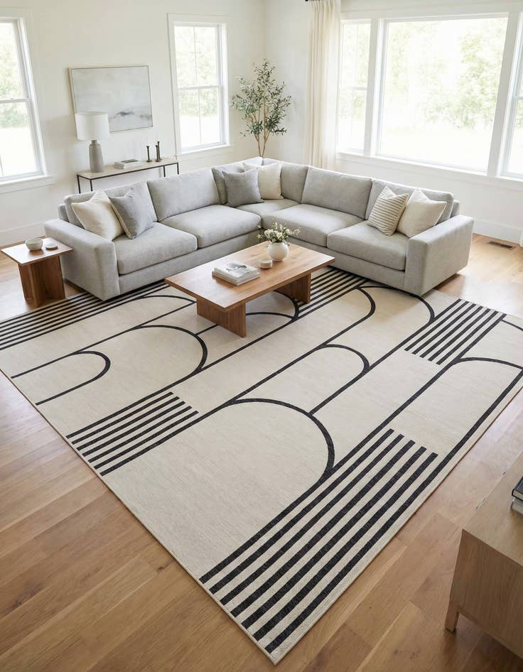 Detail image of 12' x 12'  Washable Modern Indoor / Outdoor Square Rug