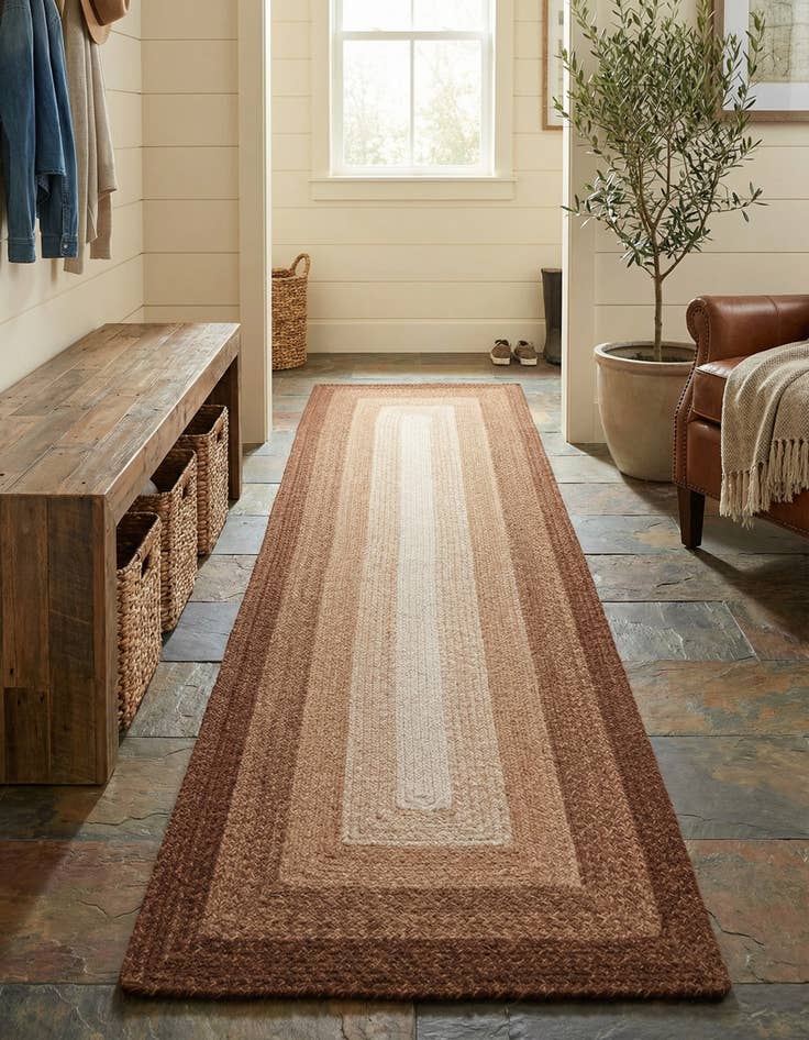 Detail image of 2' 7 x 8' Handmade Hand Braided Wool Runner Rug