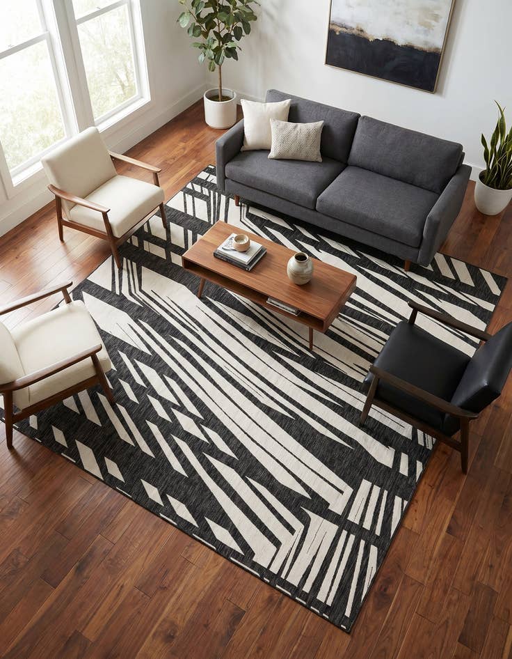 Detail image of 10' x 10' Easy-Clean Modern Indoor / Outdoor Square Rug