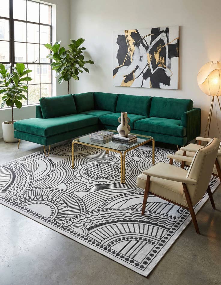 Detail image of 10' x 10'  Washable Traditional Indoor / Outdoor Square Rug