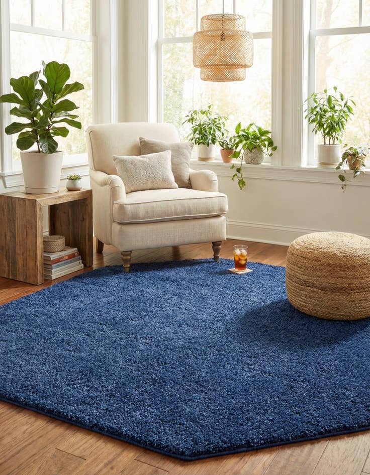 Detail image of 8' x 8' Solid Frieze Octagon Rug