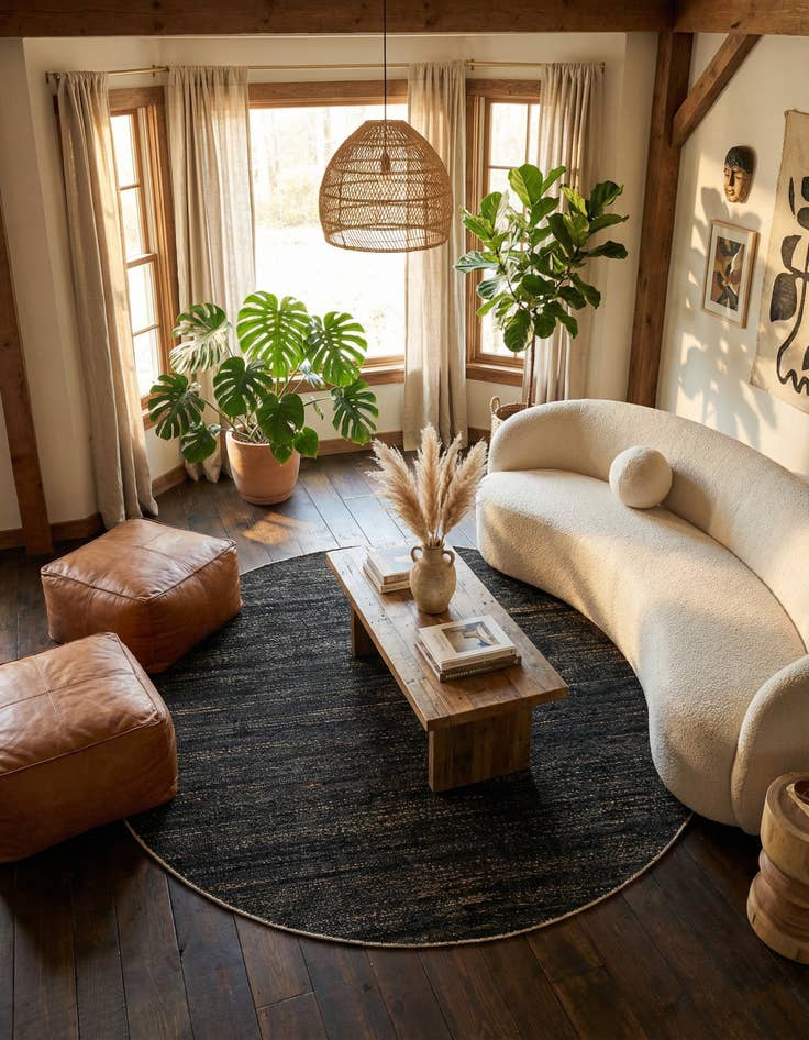 Detail image of 7' 10 x 7' 10  Hand Woven Palm Beach Jute Round Rug