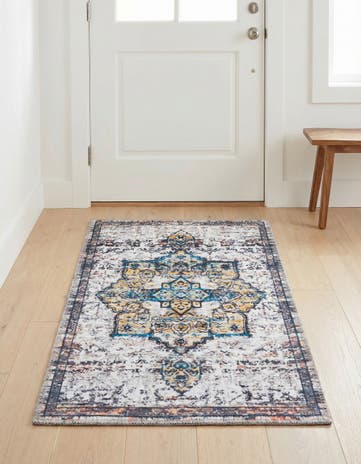 Sea Salt White Washable Francesca Rug