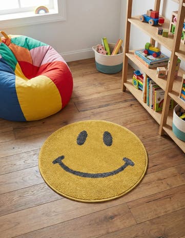 2' 2 x 2' 2 Smiley Face Whimsy Kids Round Rug