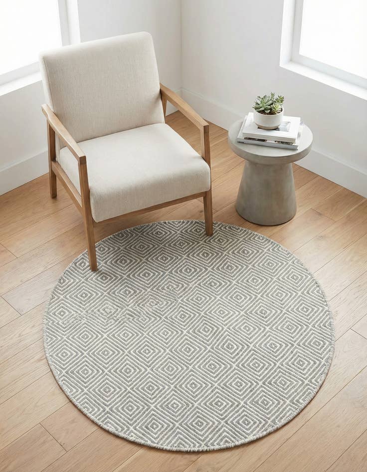 Detail image of 3' 1 x 3' 1  Hand Woven Geo Trellis Flatweave Round Rug