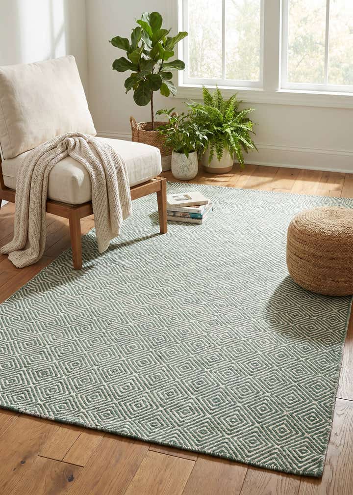4' 1 x 6' 1 Hand Woven Geo Trellis Flatweave Rug