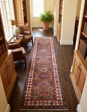 2' 8 x 9' 9 Hand Knotted Kazak Runner Rug