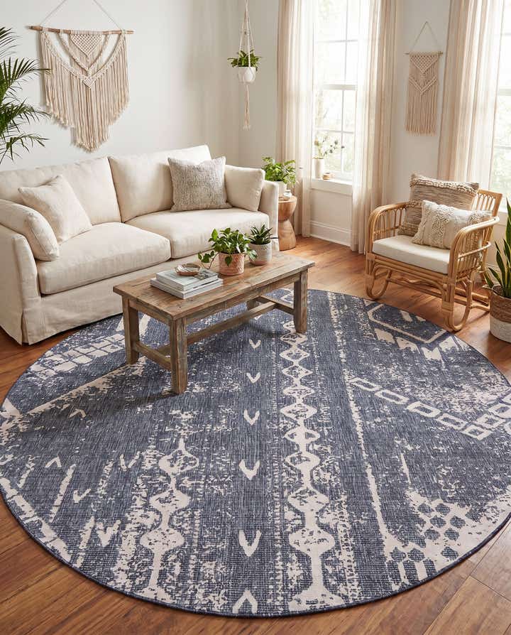 10' x 10' Easy-Clean Bohemian Indoor / Outdoor Round Rug