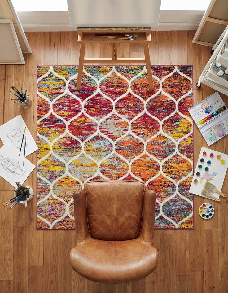 Detail image of 4' x 4' Lattice Frieze Square Rug