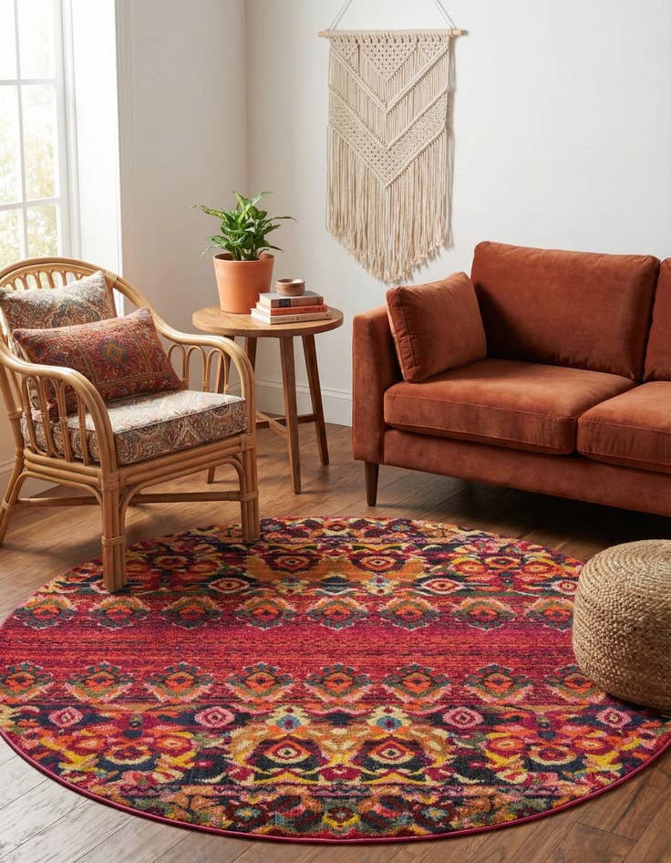 Detail image of 6' x 6' Washable Fleur Round Rug