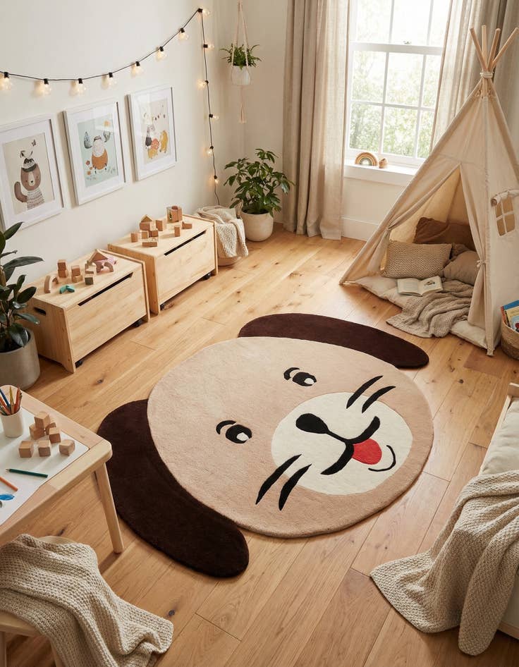 Detail image of 5' 1 x 7' 1 Playtime Kids Wool Freeform Rug