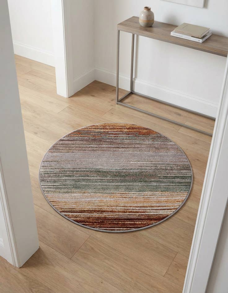 Detail image of 3' x 3' Washable Modern Indoor / Outdoor Round Rug