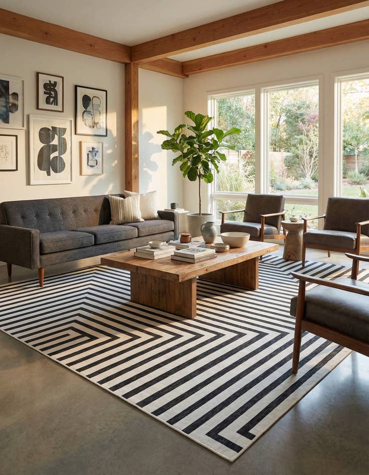 Detail image of 12' x 12' Washable Modern Indoor / Outdoor Square Rug