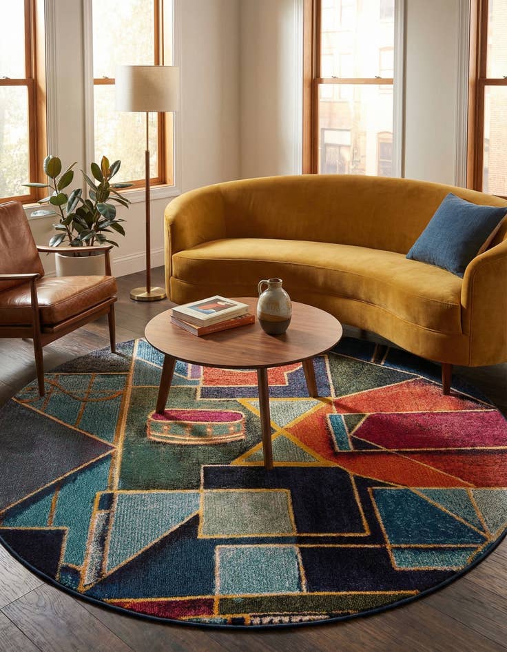 Detail image of 7' 10 x 7' 10  Washable Haerfest Round Rug