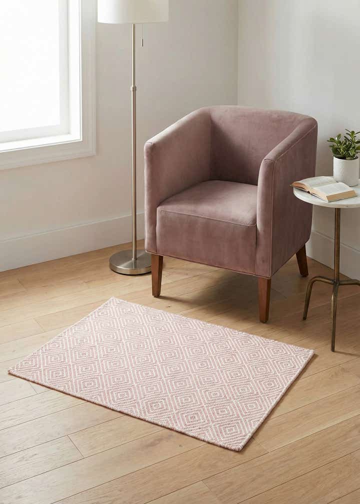 2' x 3' 1 Hand Woven Geo Trellis Flatweave Rug