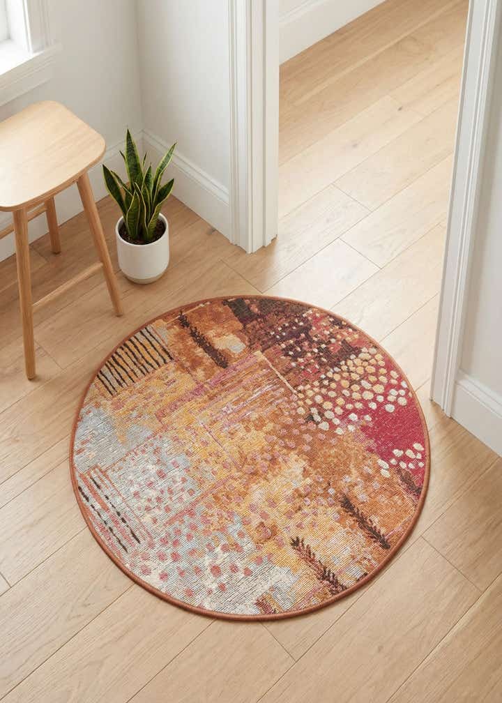 2' 7 x 2' 7 Easy-Clean Modern Indoor / Outdoor Round Rug