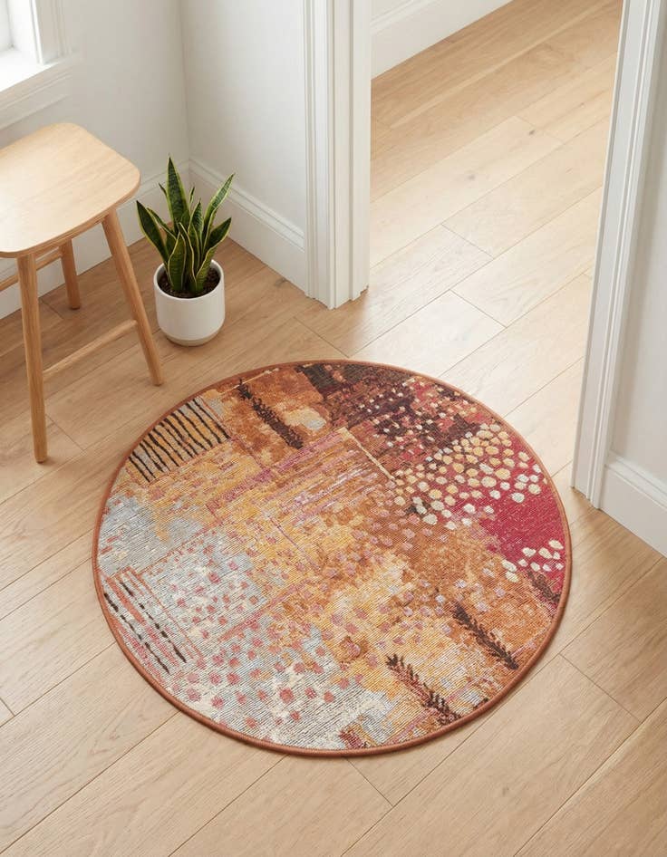 Detail image of 2' 7 x 2' 7 Easy-Clean Modern Indoor / Outdoor Round Rug