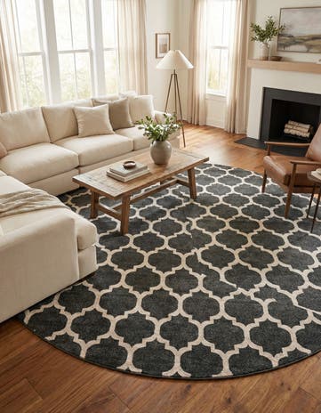 Black Lattice Round Rug