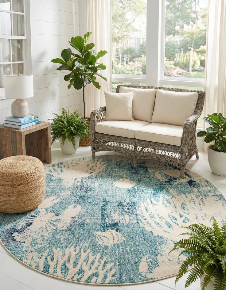 Detail image of 7' 1 x 7' 1 Washable Amalfi Round Rug