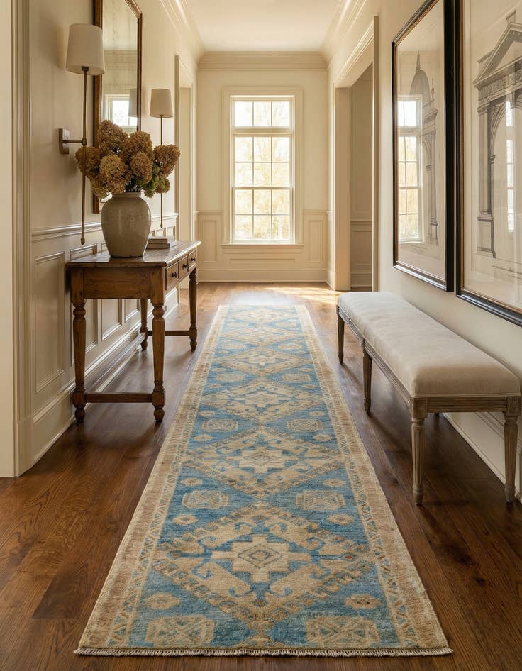 Detail image of 1' 10 x 11' 9 Hand Knotted Oushak Wool Runner Rug