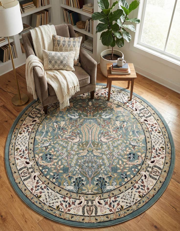 Detail image of 7' 10 x 8' Nain Design Round Rug