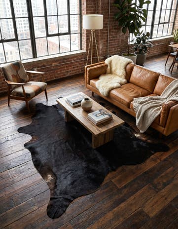 5' 3 x 6' 5 Cowhide Leather Rug