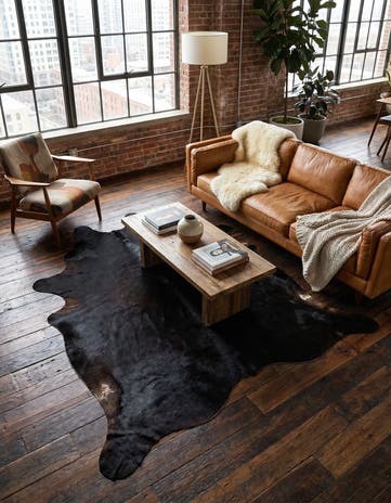 5' 3 x 6' 5 Cowhide Leather Rug