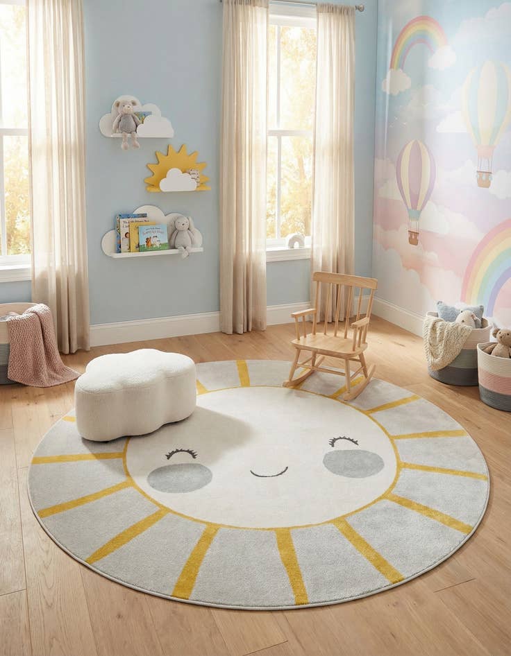 Detail image of 10' x 10' Sun Whimsy Kids Round Rug
