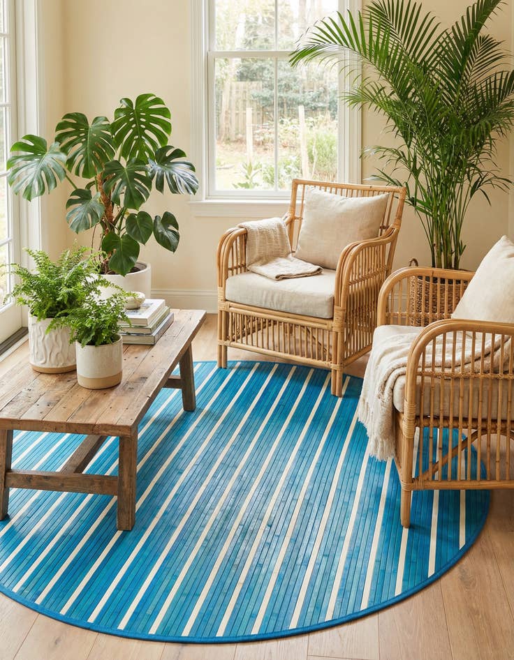 Detail image of 5' 3 x 5' 3 Bamboo Round Rug