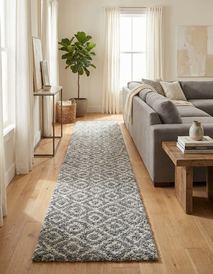 3' 3 x 16' 5 Lattice Shag Runner Rug